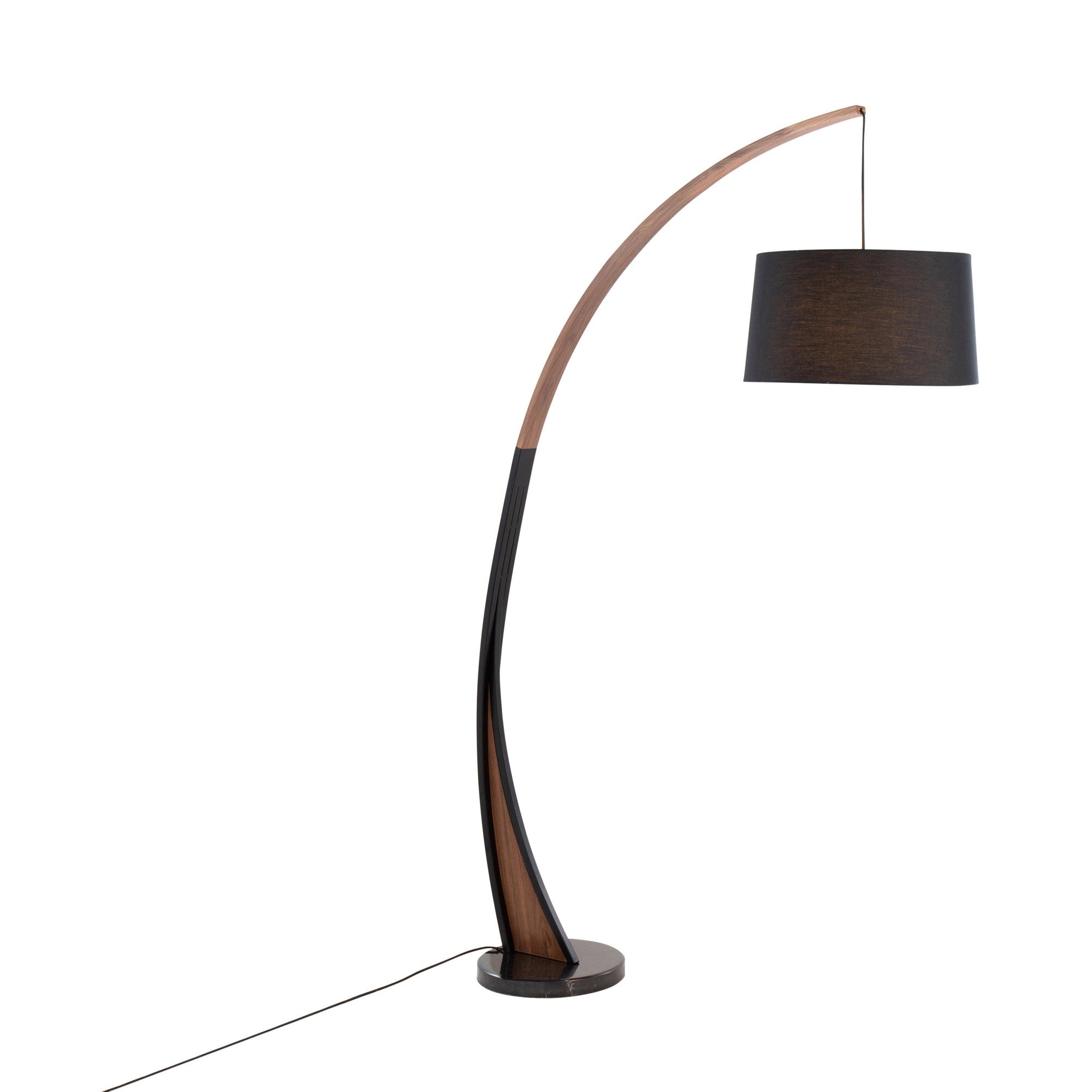 Noah Floor Lamp - Black Marble, Walnut Wood, Black Linen
