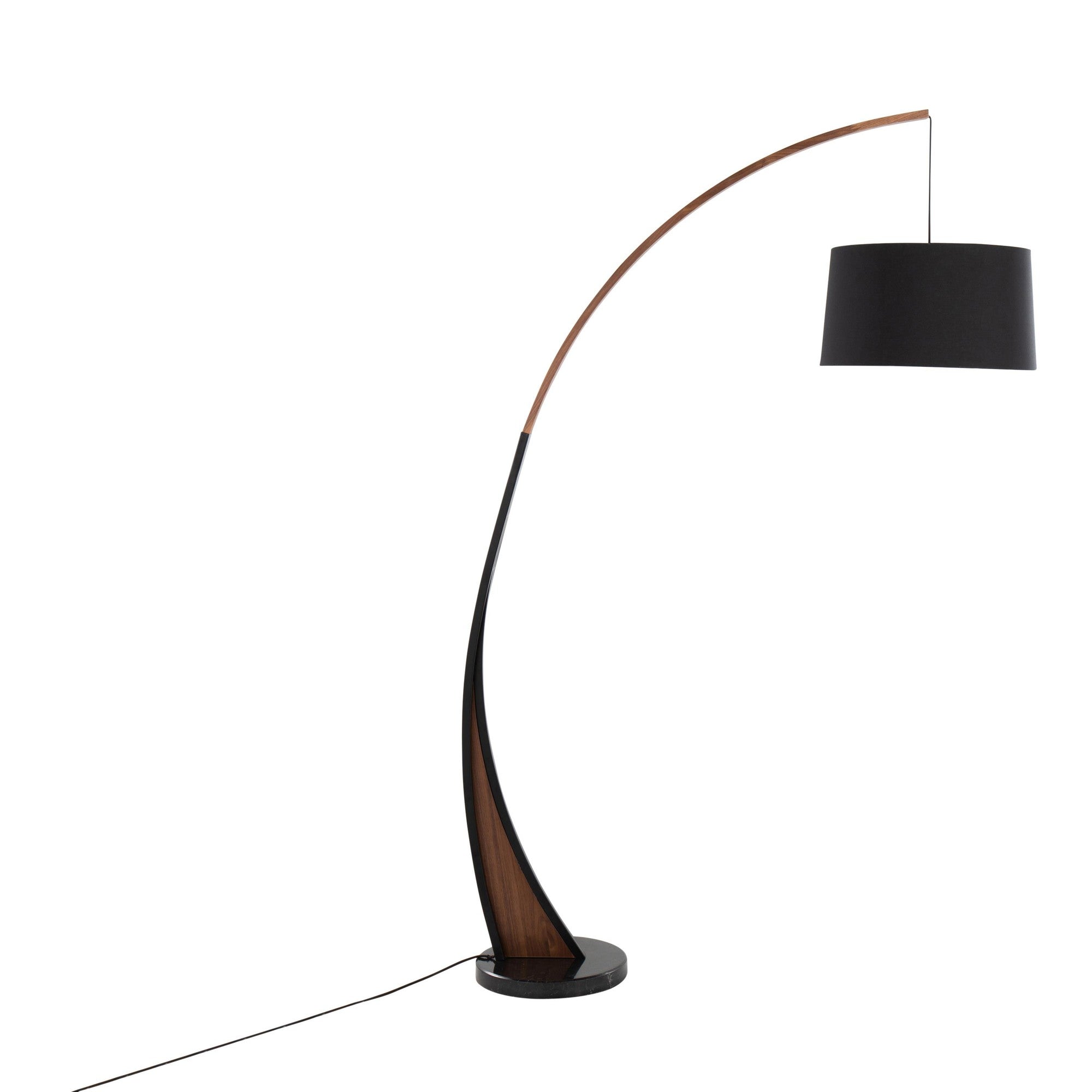 Noah Floor Lamp - Black Marble, Walnut Wood, Black Linen