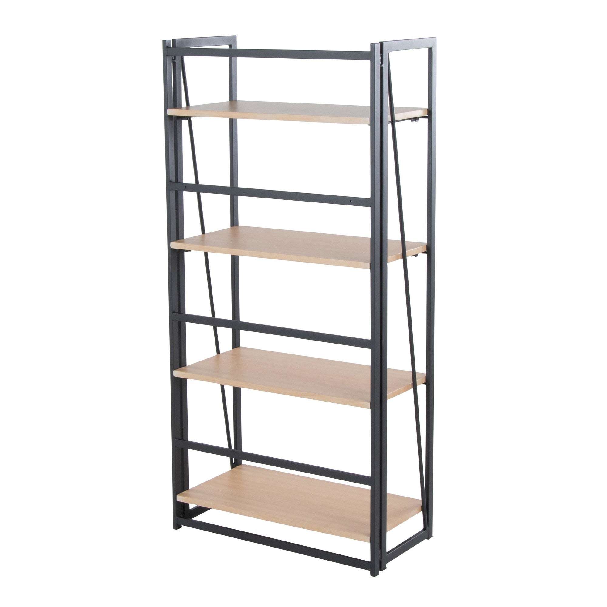 Dakota Bookcase - Black Painted Metal, Natural Wood