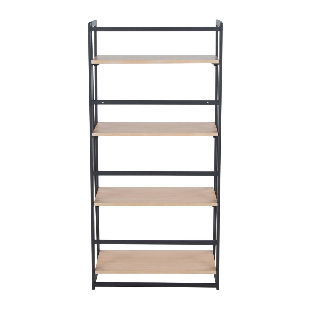 Dakota Bookcase - Black Painted Metal, Natural Wood