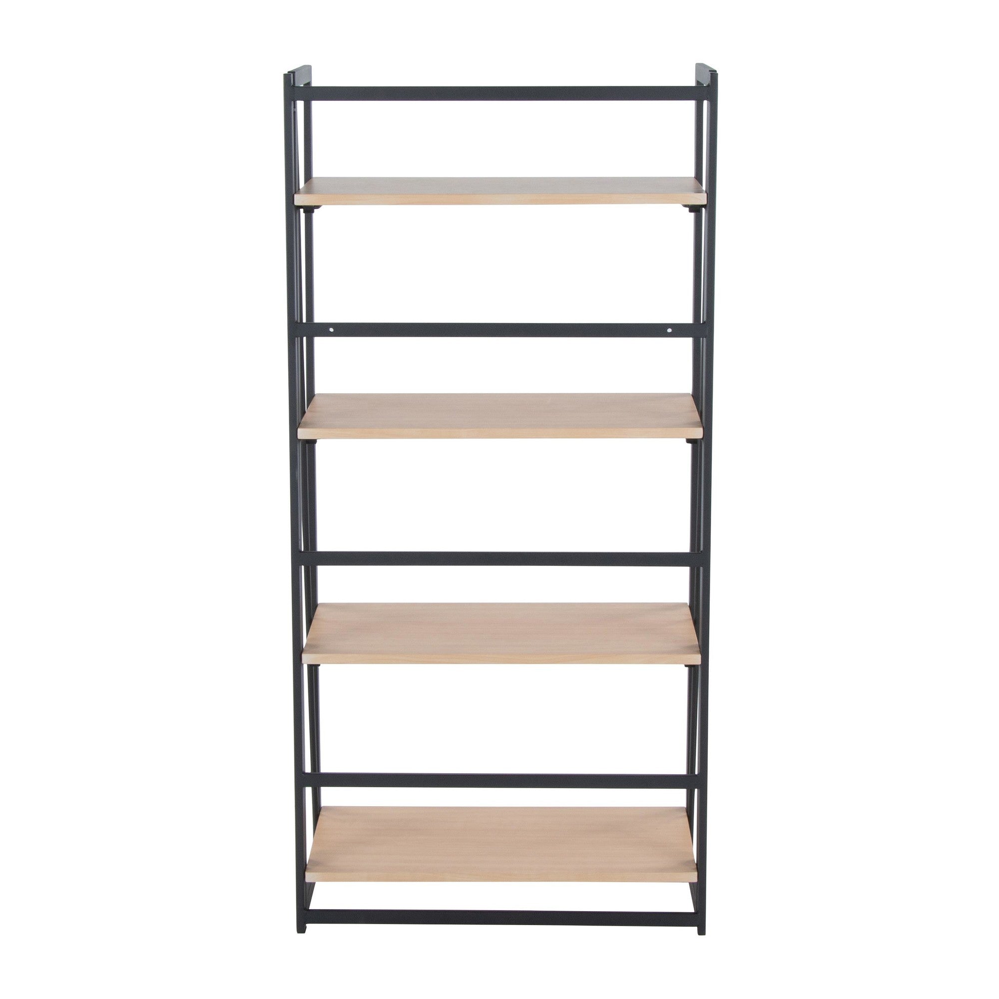 Dakota Bookcase - Black Painted Metal, Natural Wood