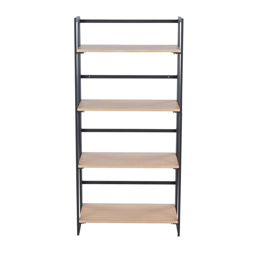 Dakota Bookcase - Black Painted Metal, Natural Wood