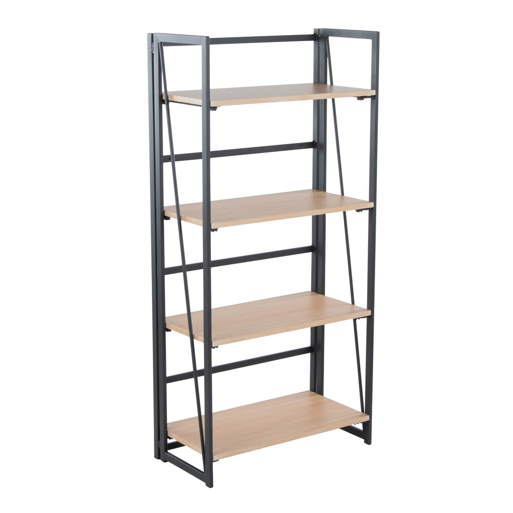 Dakota Bookcase - Black Painted Metal, Natural Wood