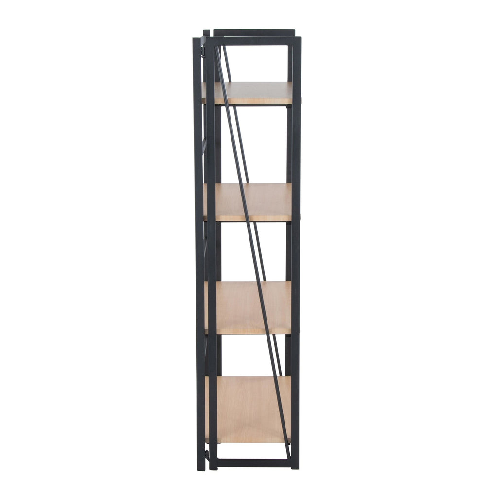 Dakota Bookcase - Black Painted Metal, Natural Wood