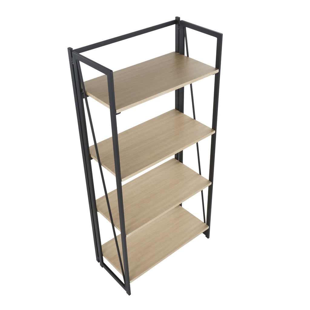 Dakota Bookcase - Black Painted Metal, Natural Wood