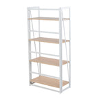 Dakota Bookcase - White Painted Metal, Natural Wood