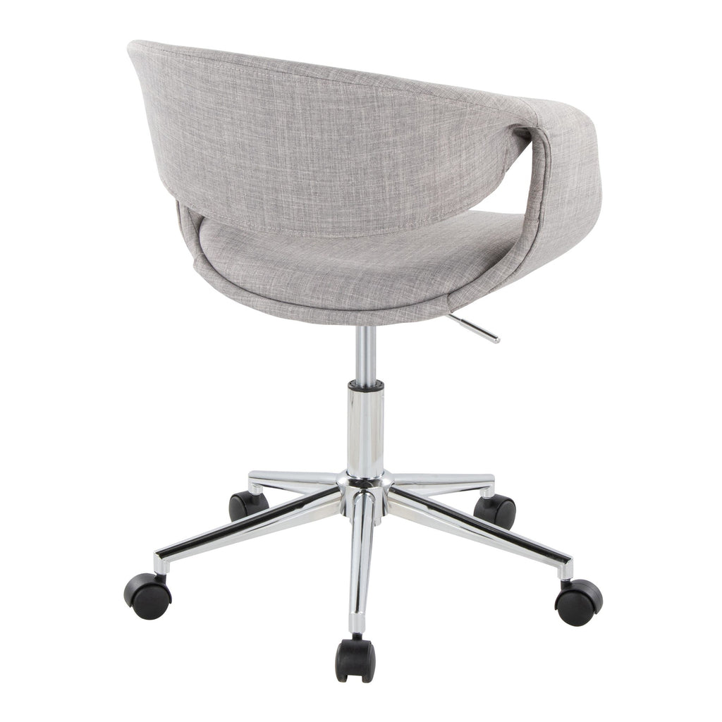 Curvo Upholstered 5-star Task Chair - Chrome Metal, Grey Fabric