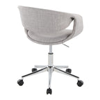 Curvo Upholstered 5-star Task Chair - Chrome Metal, Grey Fabric