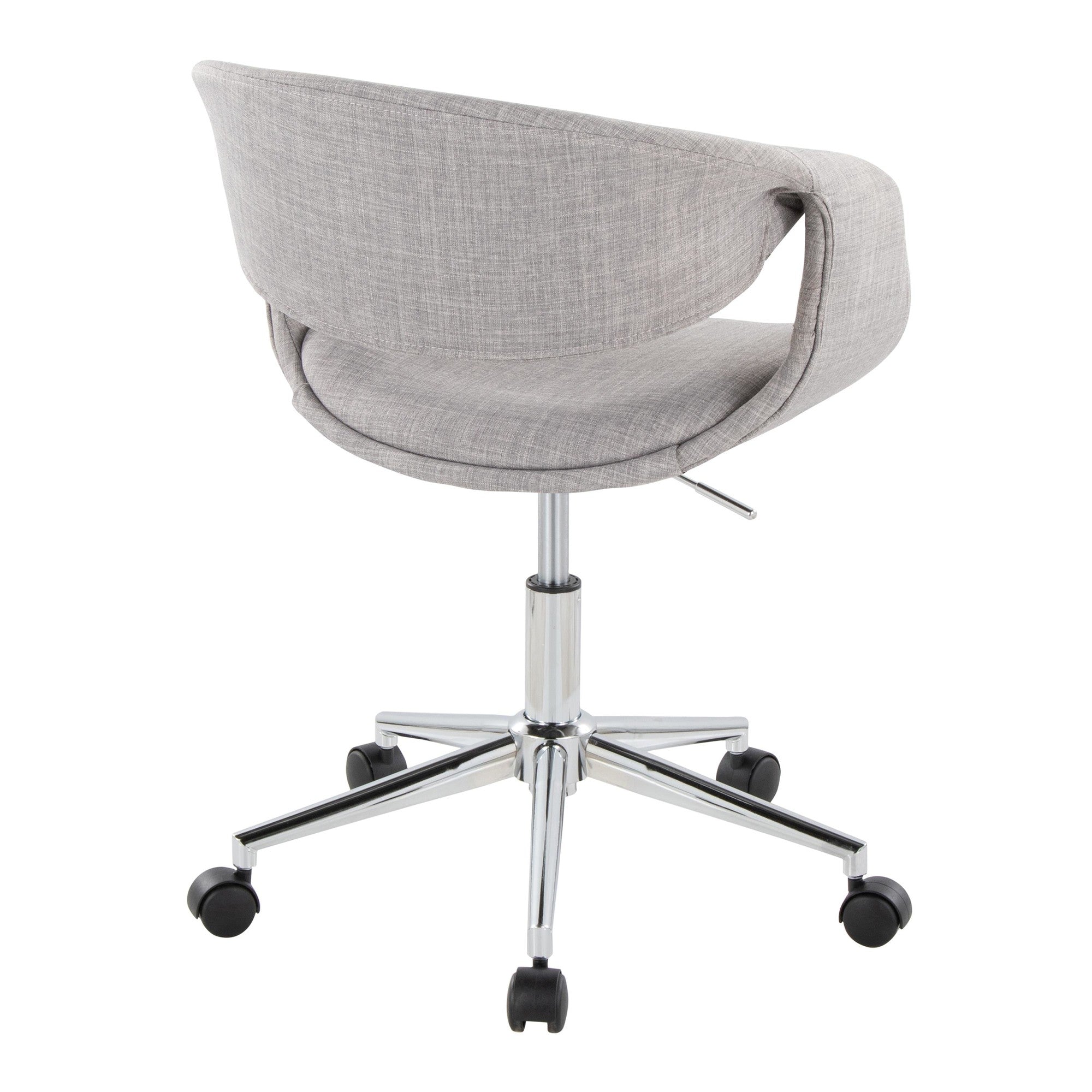 Curvo Upholstered 5-star Task Chair - Chrome Metal, Grey Fabric