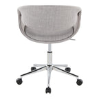 Curvo Upholstered 5-star Task Chair - Chrome Metal, Grey Fabric