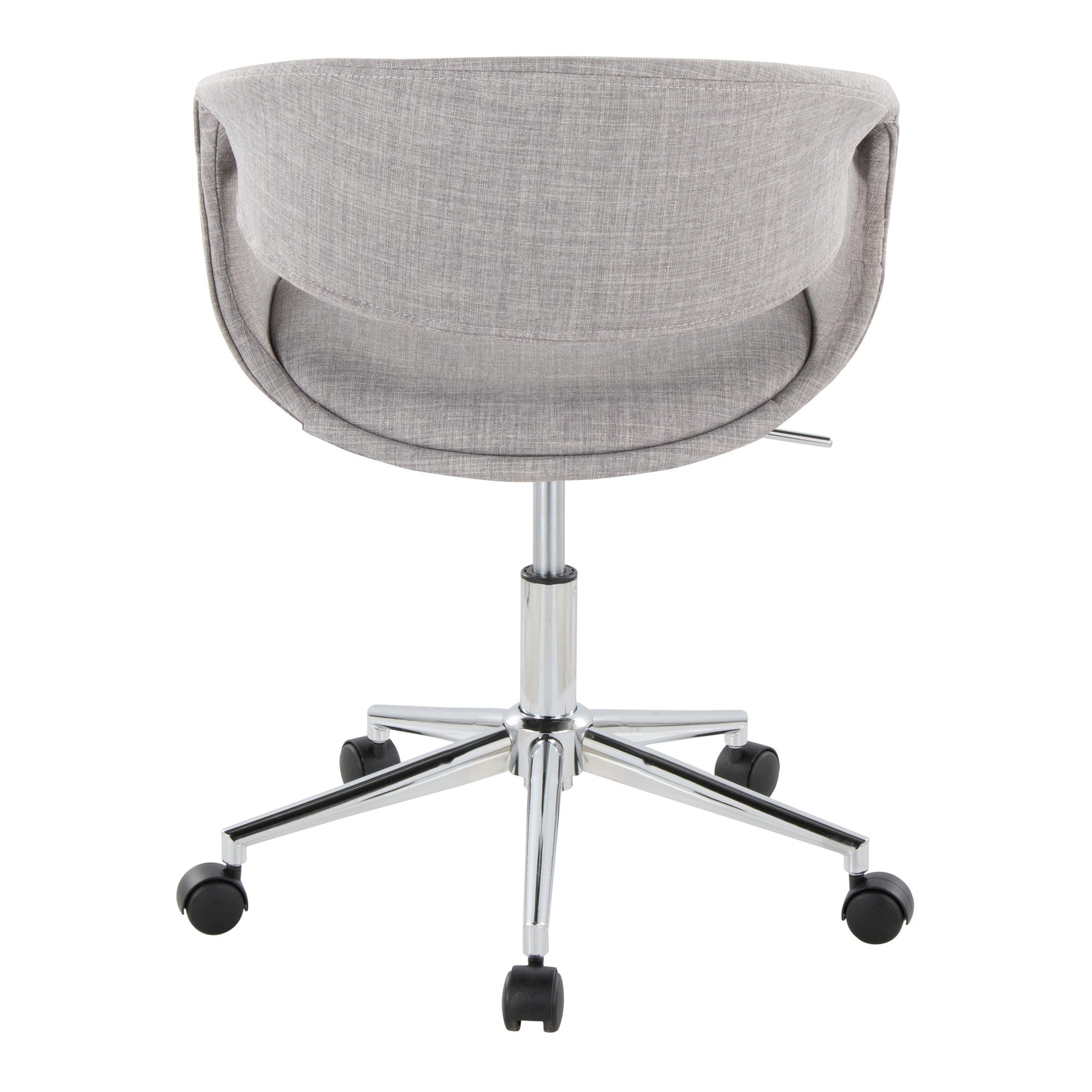 Curvo Upholstered 5-star Task Chair - Chrome Metal, Grey Fabric