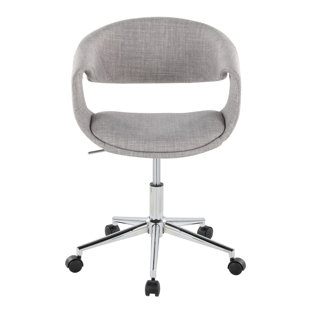 Curvo Upholstered 5-star Task Chair - Chrome Metal, Grey Fabric