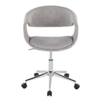 Curvo Upholstered 5-star Task Chair - Chrome Metal, Grey Fabric