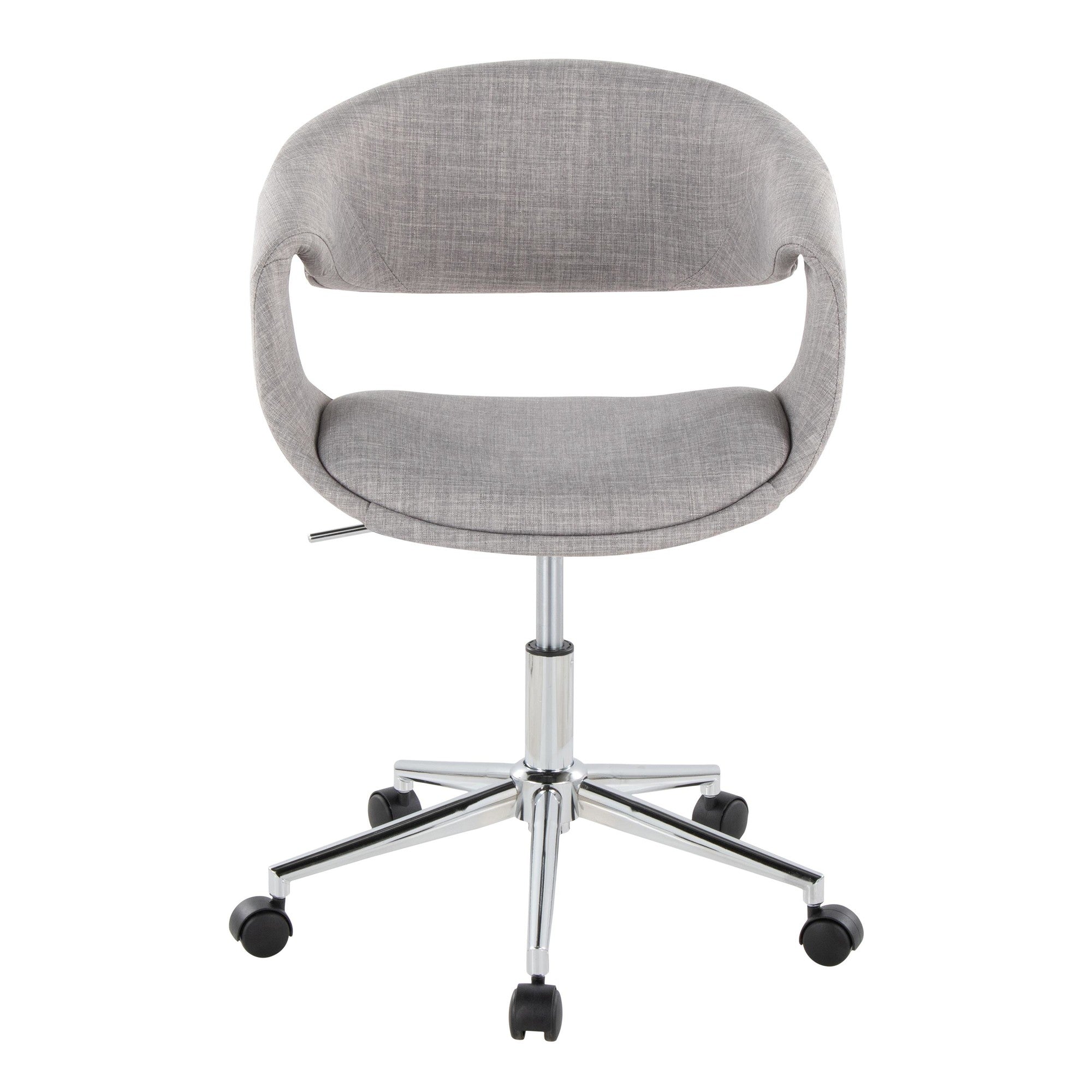 Curvo Upholstered 5-star Task Chair - Chrome Metal, Grey Fabric