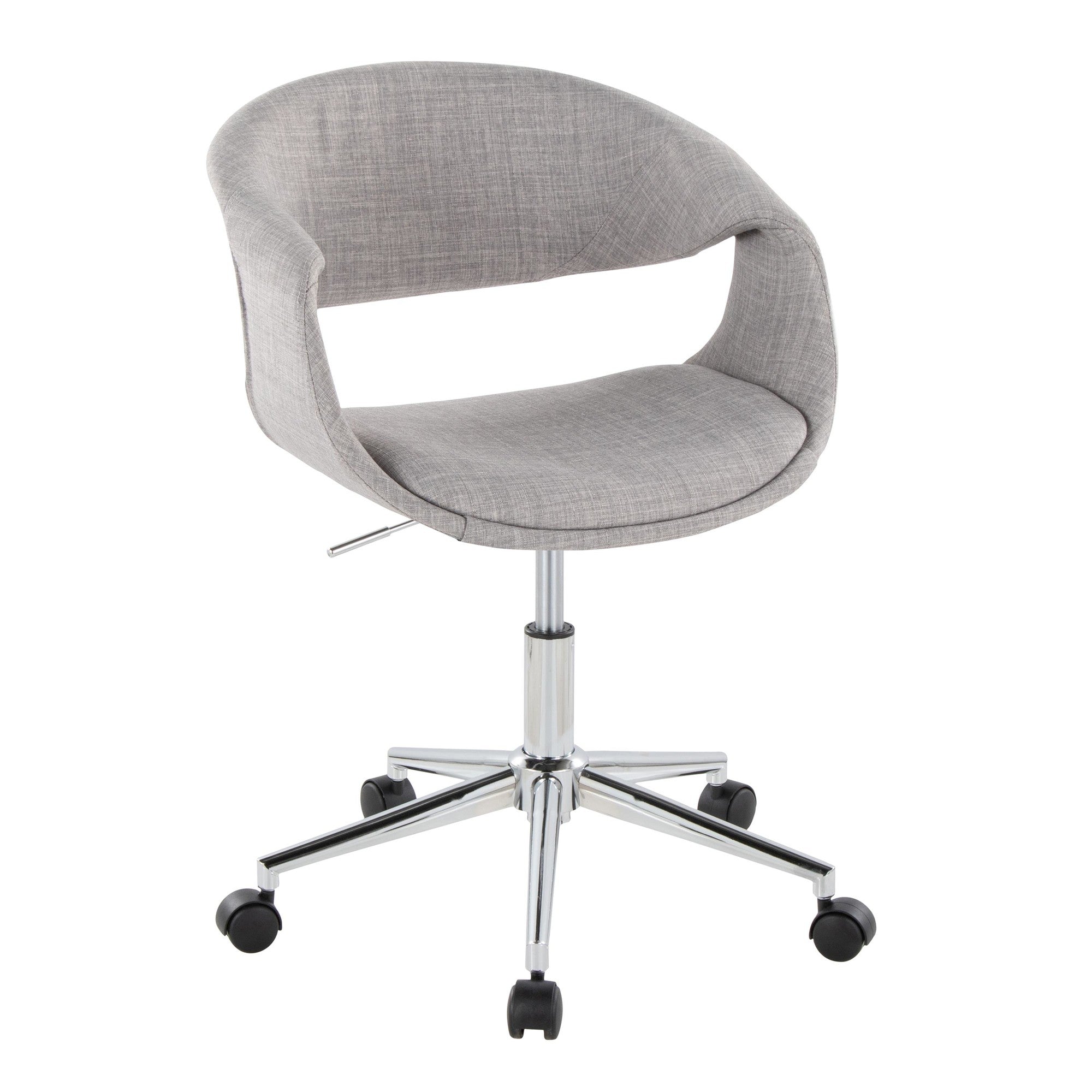 Curvo Upholstered 5-star Task Chair - Chrome Metal, Grey Fabric
