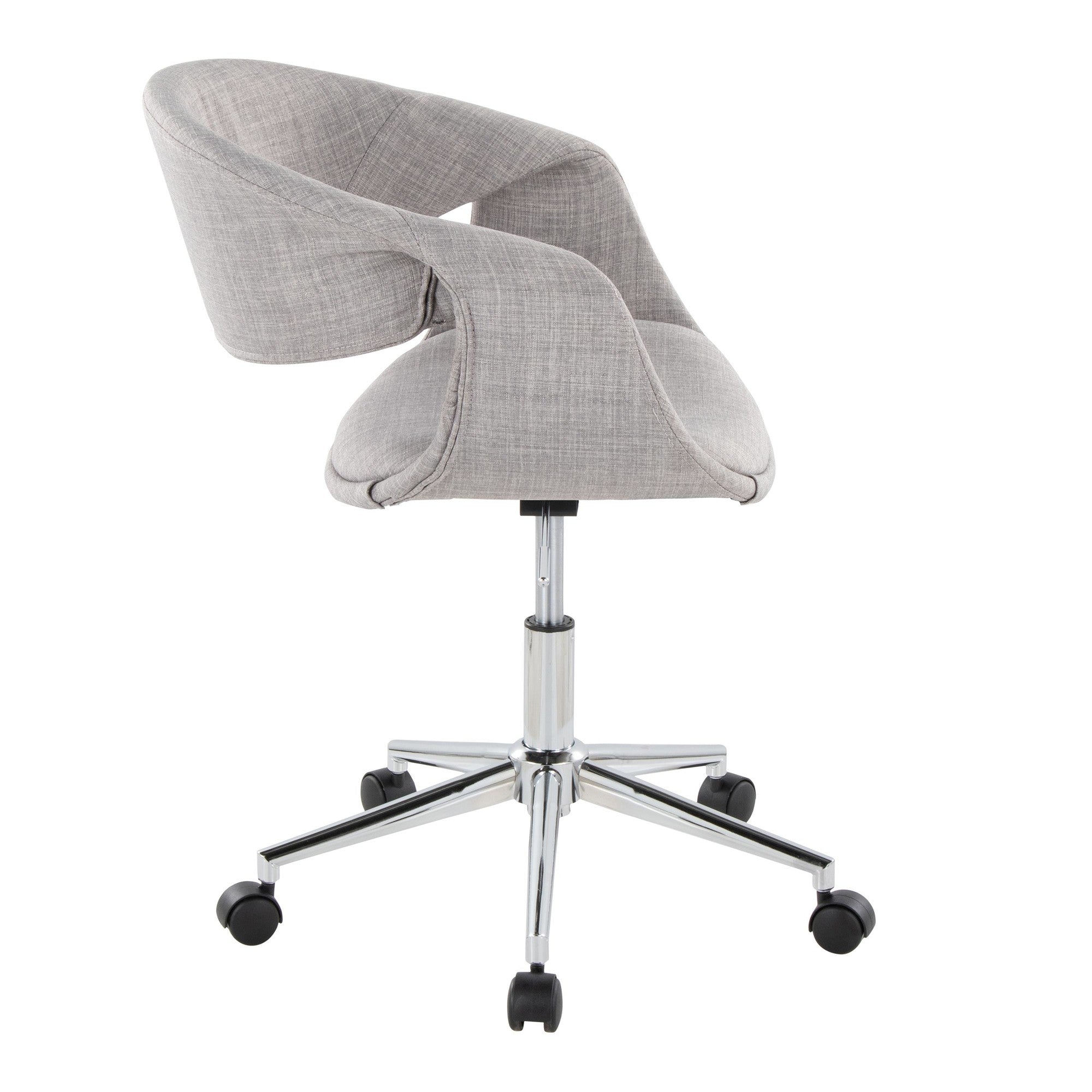 Curvo Upholstered 5-star Task Chair - Chrome Metal, Grey Fabric