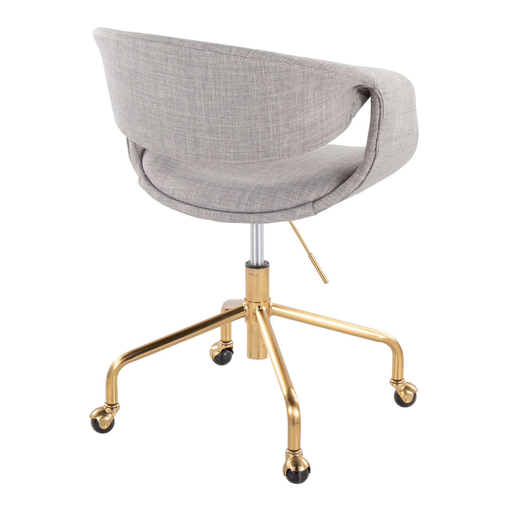 Curvo Upholstered 4-star Task Chair - Gold Metal, Grey Fabric