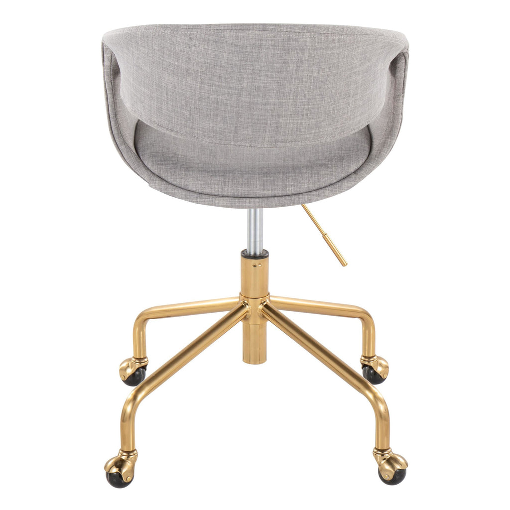 Curvo Upholstered 4-star Task Chair - Gold Metal, Grey Fabric
