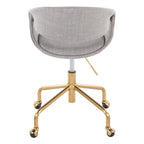 Curvo Upholstered 4-star Task Chair - Gold Metal, Grey Fabric