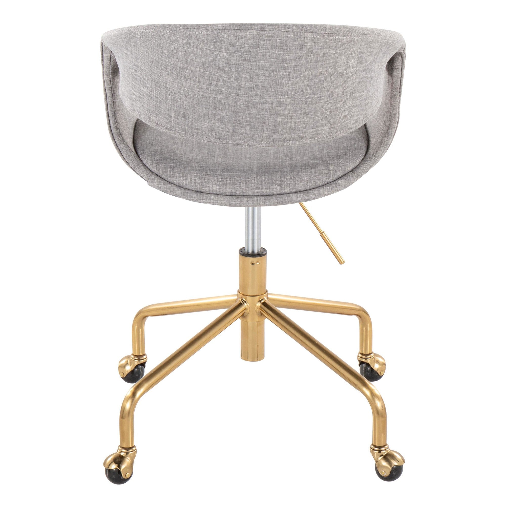 Curvo Upholstered 4-star Task Chair - Gold Metal, Grey Fabric
