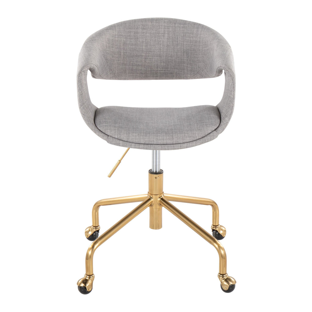 Curvo Upholstered 4-star Task Chair - Gold Metal, Grey Fabric