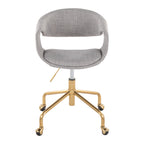 Curvo Upholstered 4-star Task Chair - Gold Metal, Grey Fabric