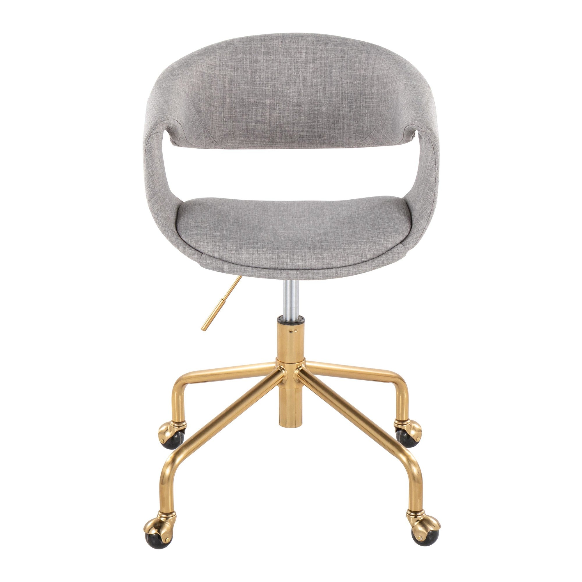 Curvo Upholstered 4-star Task Chair - Gold Metal, Grey Fabric
