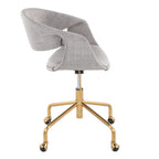 Curvo Upholstered 4-star Task Chair - Gold Metal, Grey Fabric