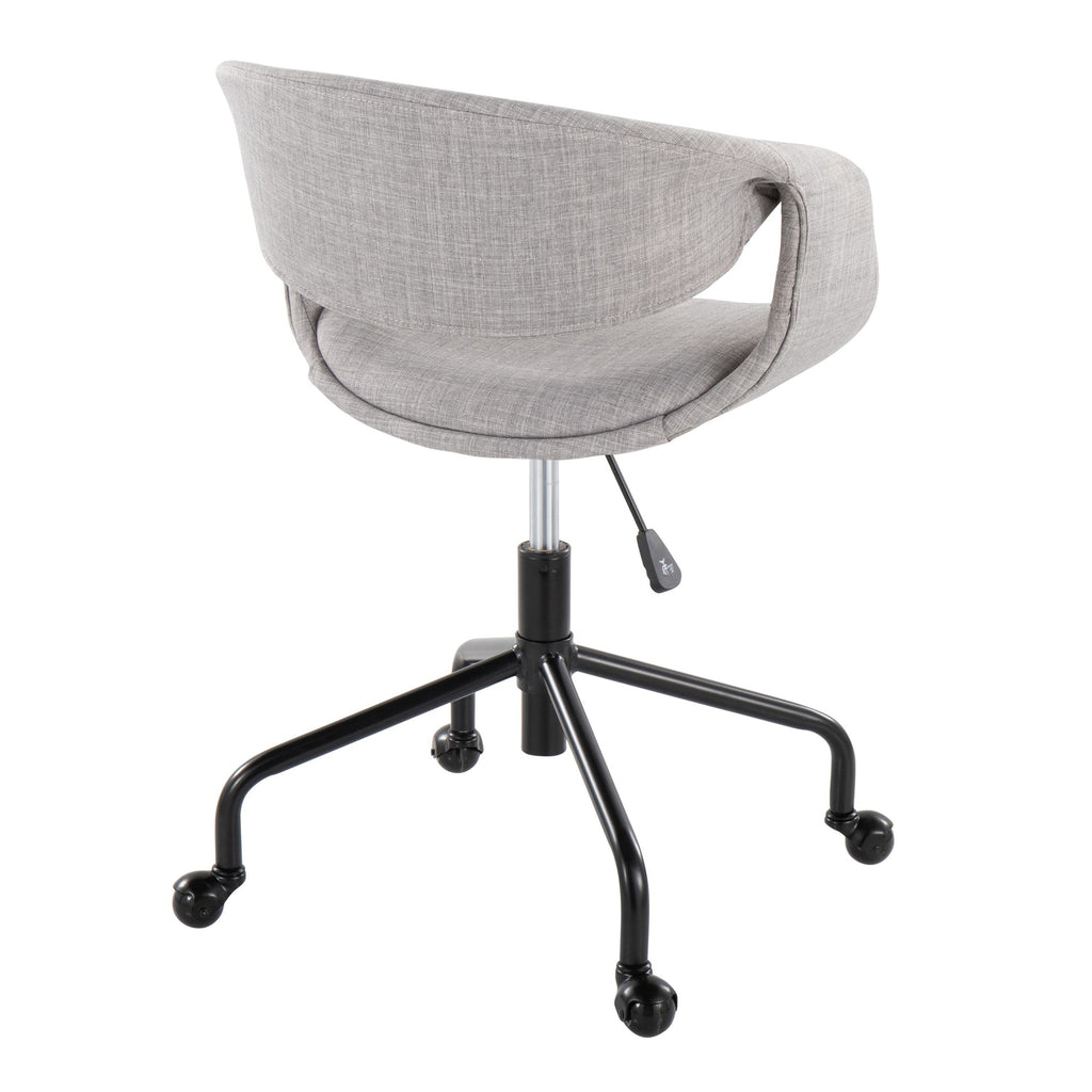 Curvo Upholstered 4-star Task Chair - Black Metal, Grey Fabric