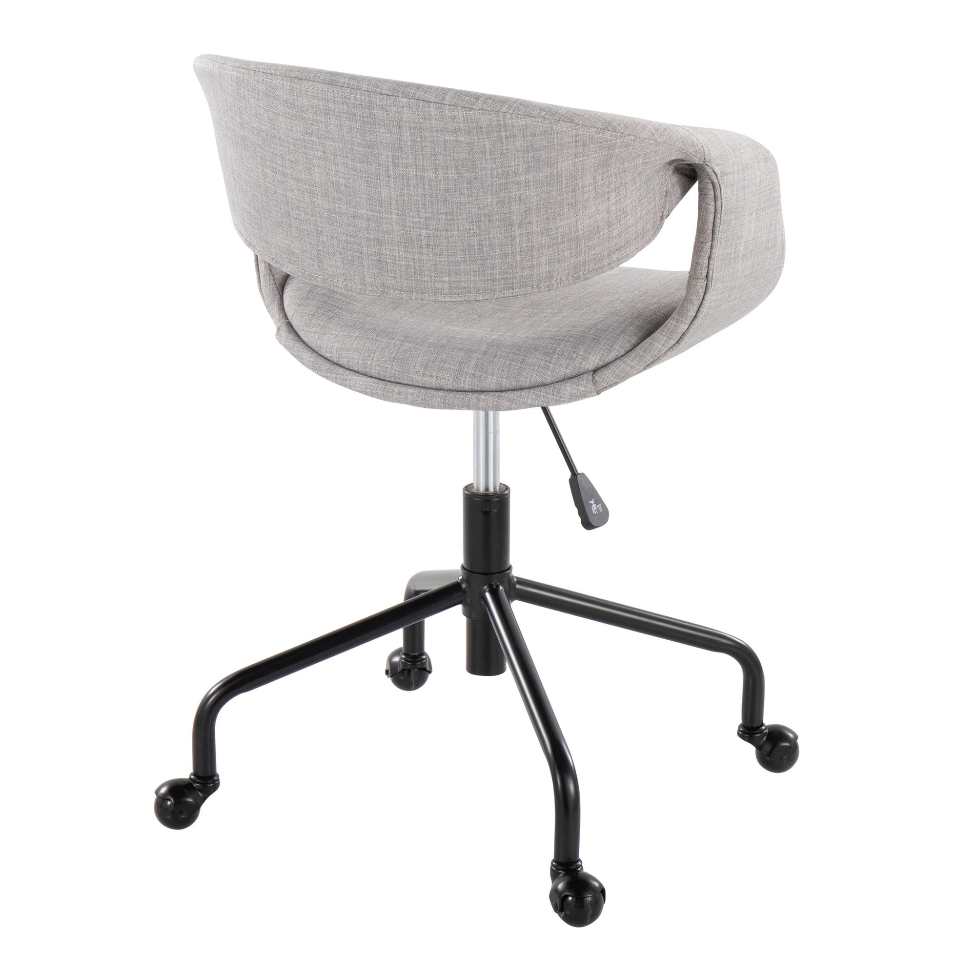 Curvo Upholstered 4-star Task Chair - Black Metal, Grey Fabric