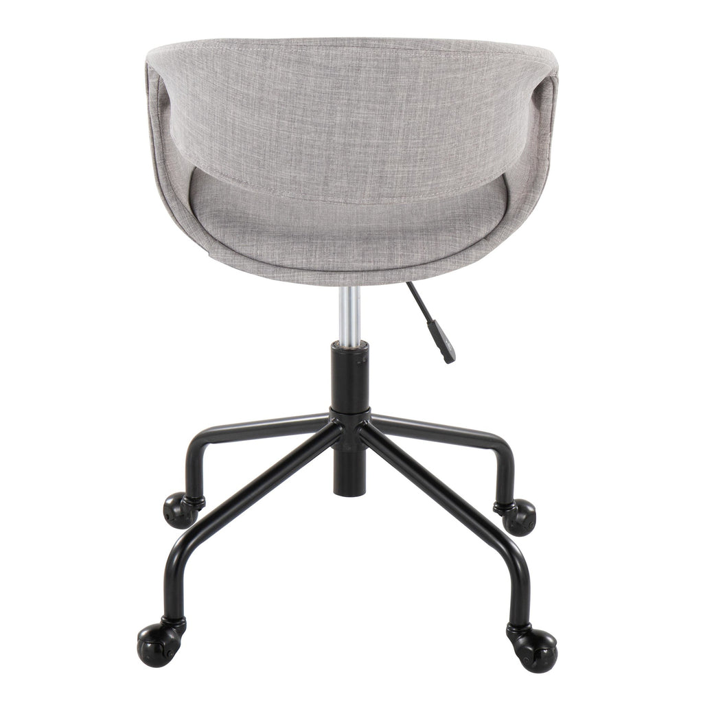 Curvo Upholstered 4-star Task Chair - Black Metal, Grey Fabric