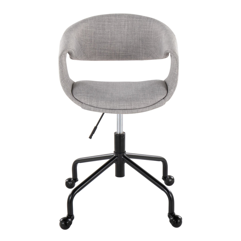 Curvo Upholstered 4-star Task Chair - Black Metal, Grey Fabric