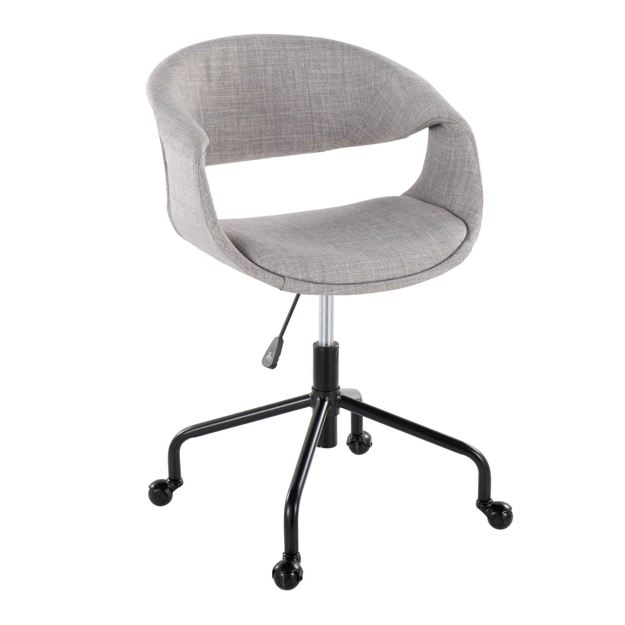 Curvo Upholstered 4-star Task Chair - Black Metal, Grey Fabric