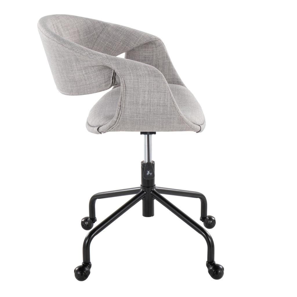 Curvo Upholstered 4-star Task Chair - Black Metal, Grey Fabric