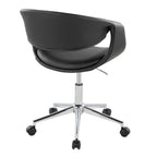 Curvo Upholstered 5-star Task Chair - Chrome Metal, Black PU