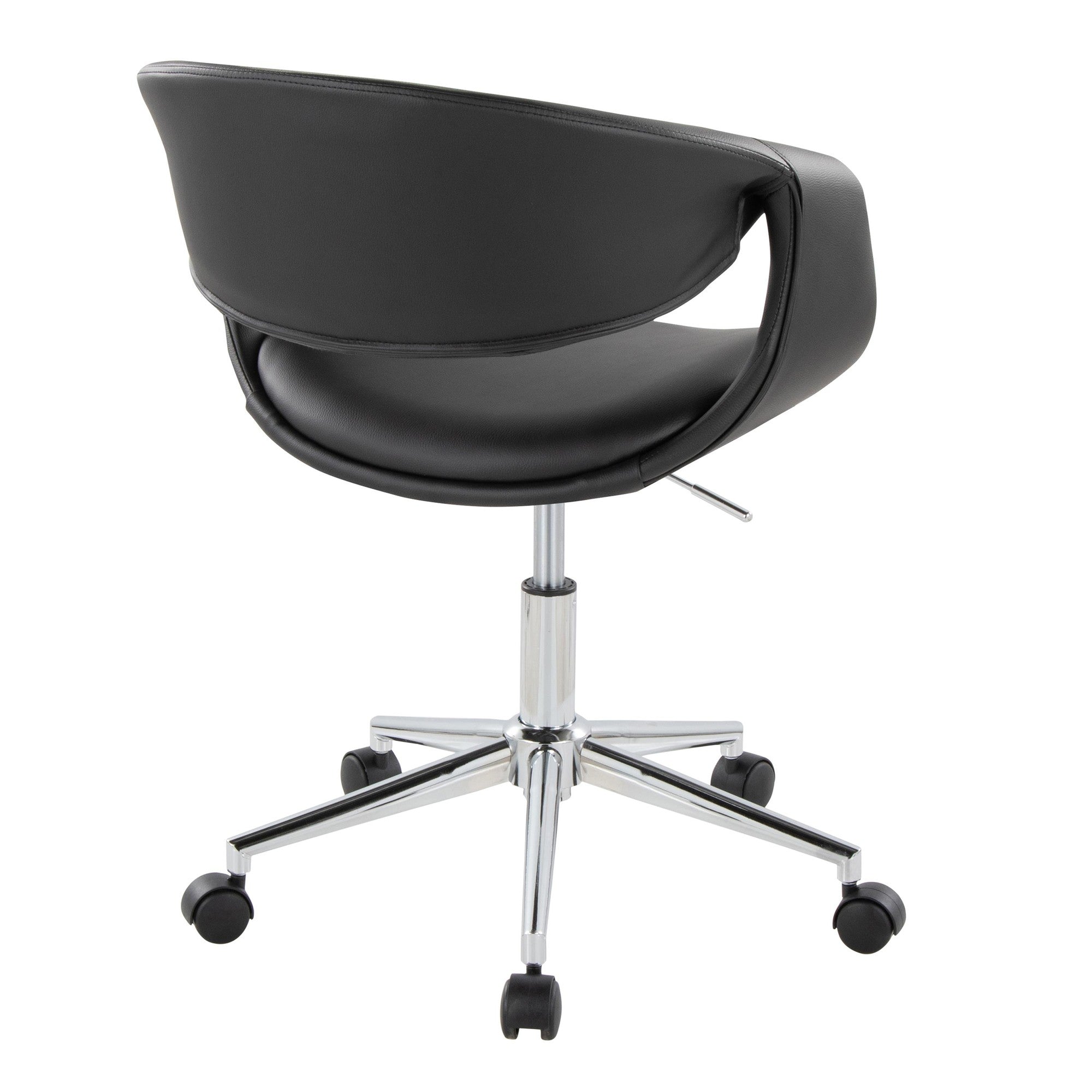 Curvo Upholstered 5-star Task Chair - Chrome Metal, Black PU