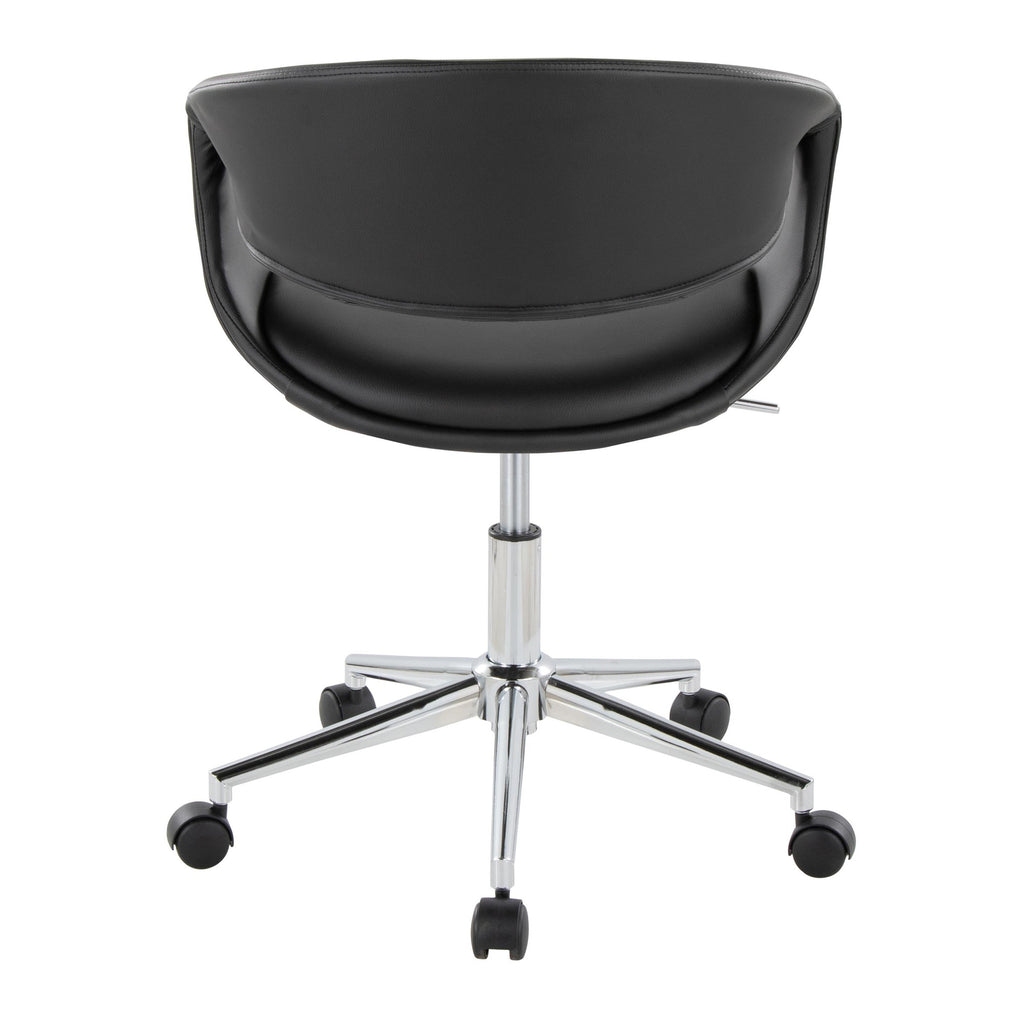 Curvo Upholstered 5-star Task Chair - Chrome Metal, Black PU