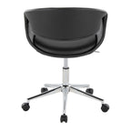 Curvo Upholstered 5-star Task Chair - Chrome Metal, Black PU