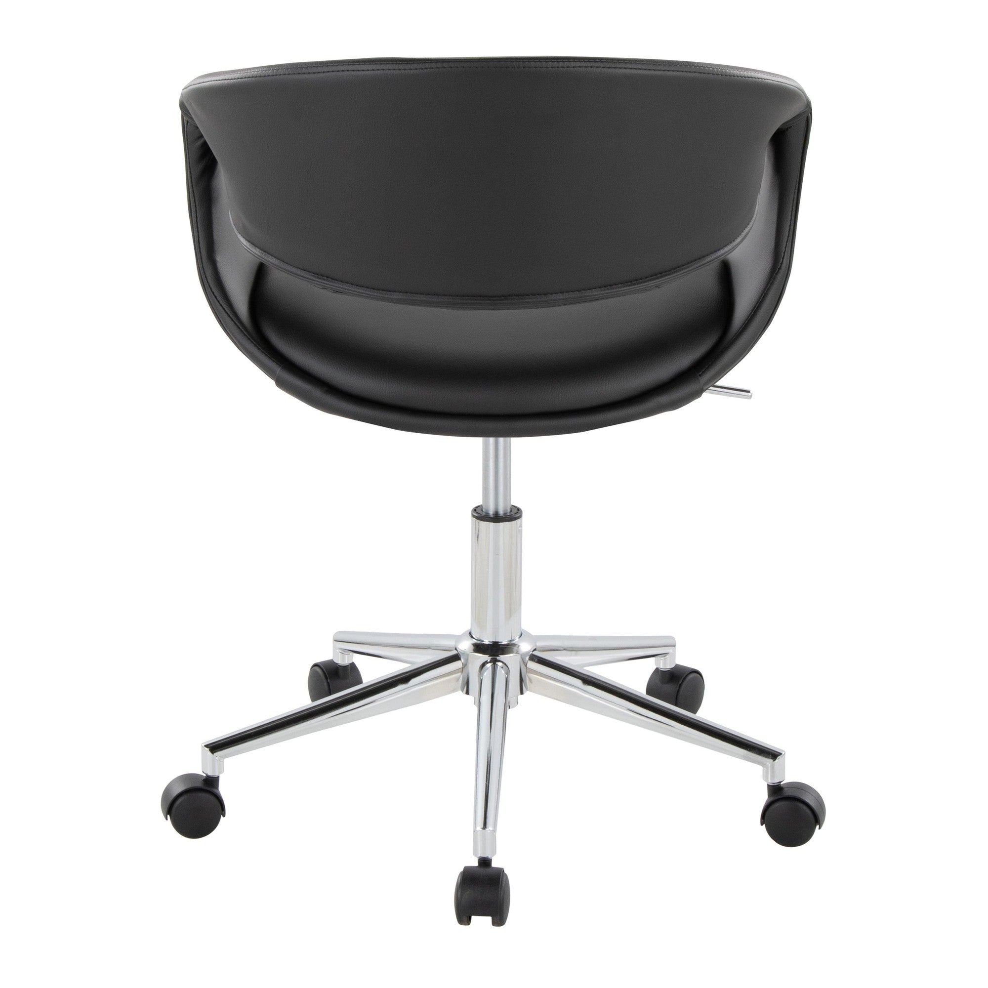 Curvo Upholstered 5-star Task Chair - Chrome Metal, Black PU