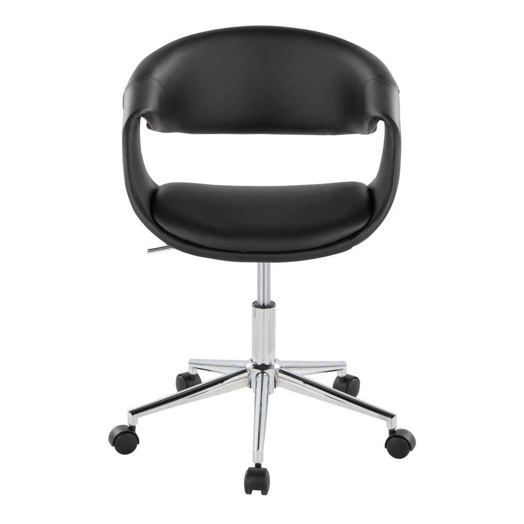 Curvo Upholstered 5-star Task Chair - Chrome Metal, Black PU