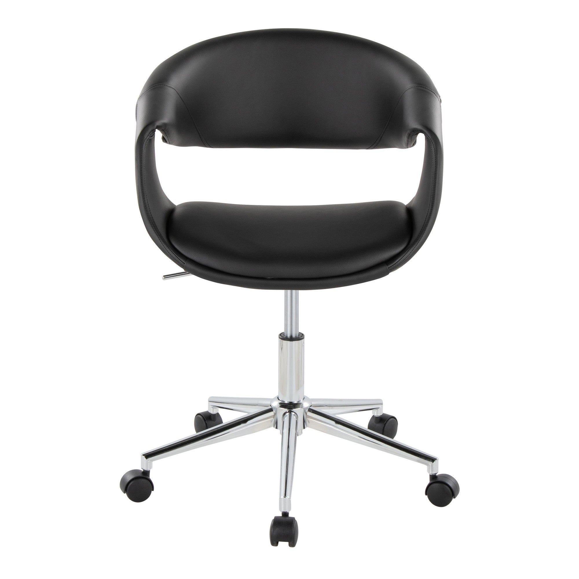 Curvo Upholstered 5-star Task Chair - Chrome Metal, Black PU
