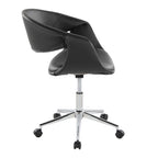Curvo Upholstered 5-star Task Chair - Chrome Metal, Black PU