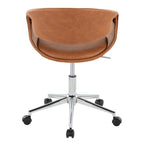 Curvo Upholstered 5-star Task Chair - Chrome Metal, Camel PU