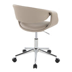 Curvo Upholstered 5-star Task Chair - Chrome Metal, Light Grey PU