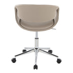 Curvo Upholstered 5-star Task Chair - Chrome Metal, Light Grey PU