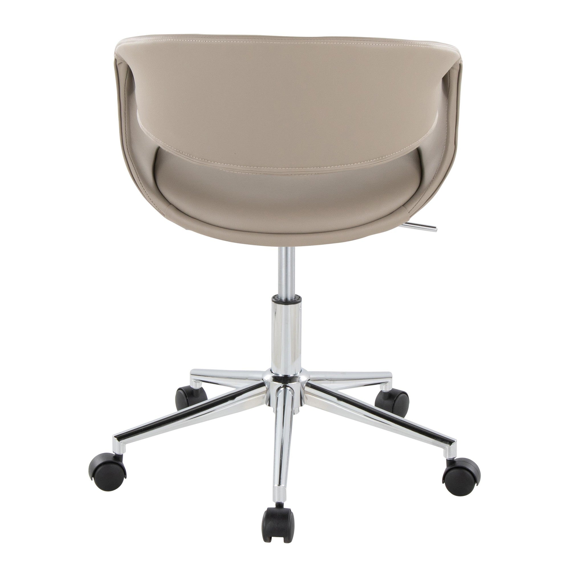 Curvo Upholstered 5-star Task Chair - Chrome Metal, Light Grey PU