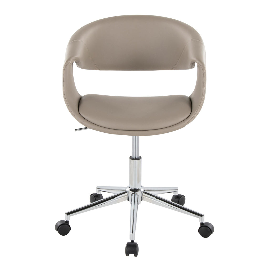 Curvo Upholstered 5-star Task Chair - Chrome Metal, Light Grey PU