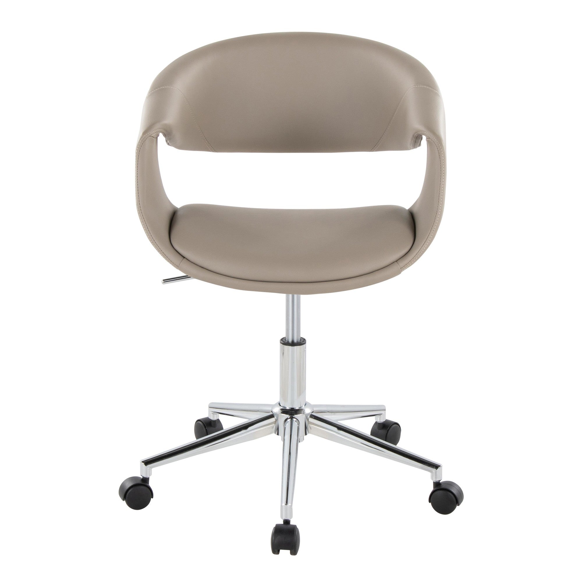 Curvo Upholstered 5-star Task Chair - Chrome Metal, Light Grey PU