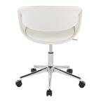 Curvo Upholstered 5-star Task Chair - Chrome Metal, White PU