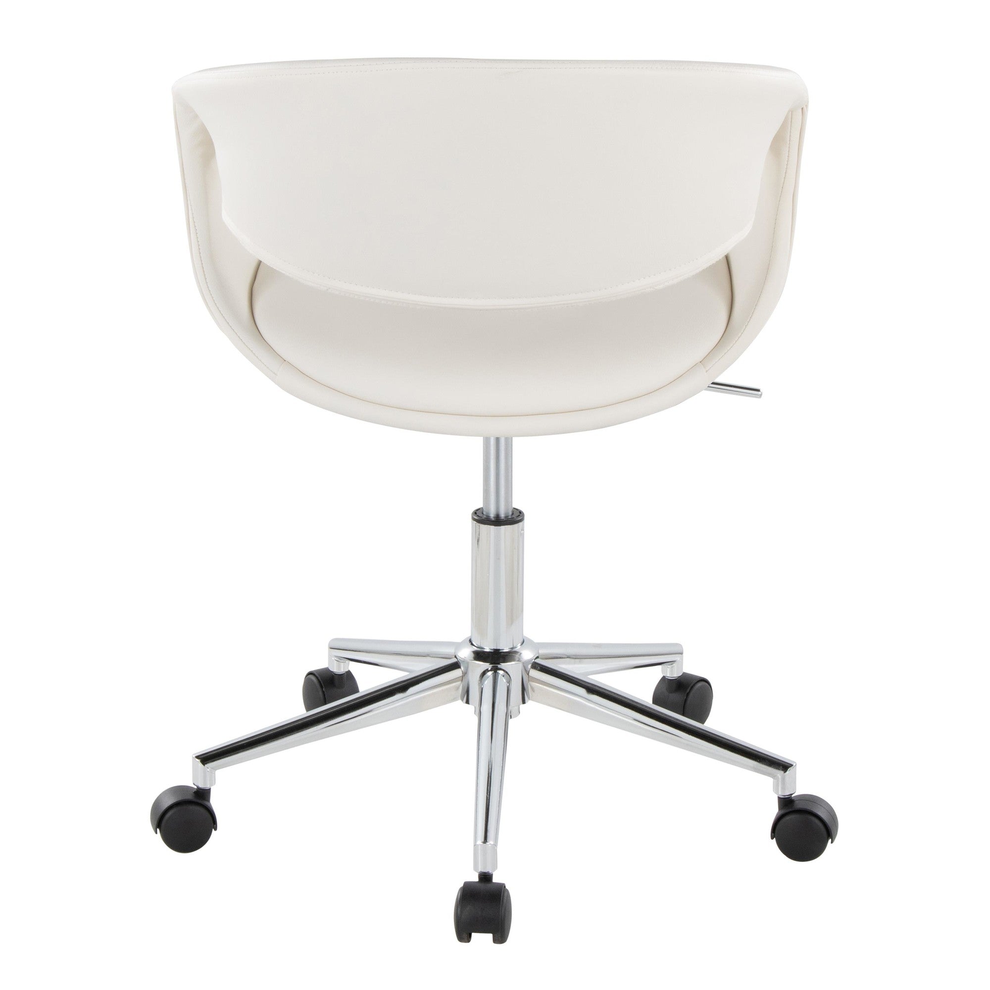 Curvo Upholstered 5-star Task Chair - Chrome Metal, White PU